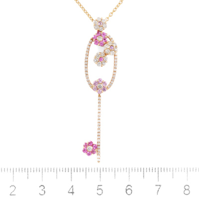 0.53ct Pink Sapphire and Diamond Pendant - 2