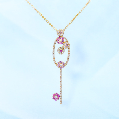 0.53ct Pink Sapphire and Diamond Pendant - 7