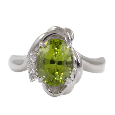 2.35ct Peridot and Diamond Ring