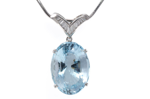 38.26ct Aquamarine and Diamond Pendant