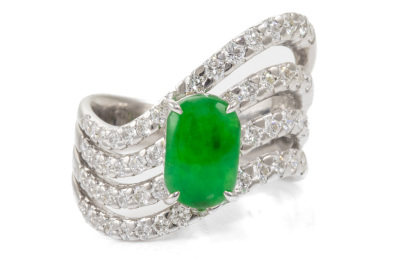 1.20ct Jadeite and Diamond Ring 10.9g