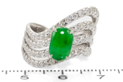 1.20ct Jadeite and Diamond Ring 10.9g - 2