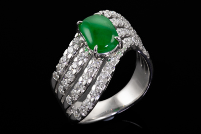 1.20ct Jadeite and Diamond Ring 10.9g - 6