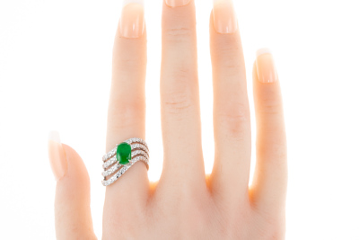 1.20ct Jadeite and Diamond Ring 10.9g - 7