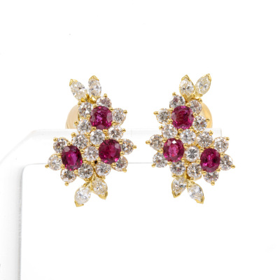 1.94ct Ruby & 3.05ct Diamond Earrings