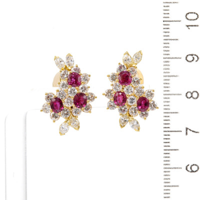 1.94ct Ruby & 3.05ct Diamond Earrings - 2