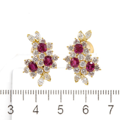 1.94ct Ruby & 3.05ct Diamond Earrings - 4