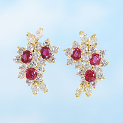 1.94ct Ruby & 3.05ct Diamond Earrings - 6