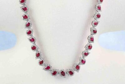 11.85ct unheated Ruby & Diamond Necklace - 7