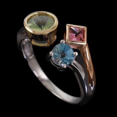 Mixed Multi-coloured Gemstone Ring - 5