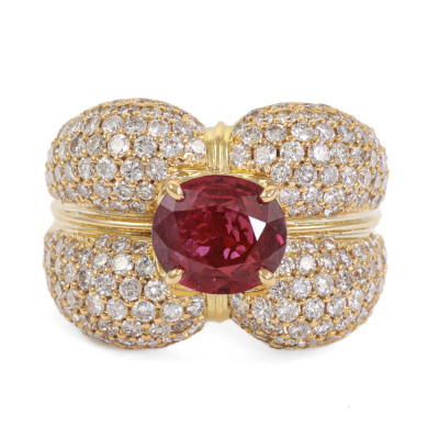 2.00ct Thai Ruby & Diamond Ring GIA