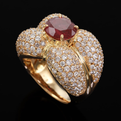 2.00ct Thai Ruby & Diamond Ring GIA - 6