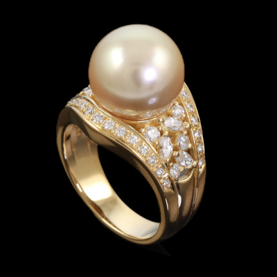 12.0mm South Sea Peal & Diamond Ring - 5