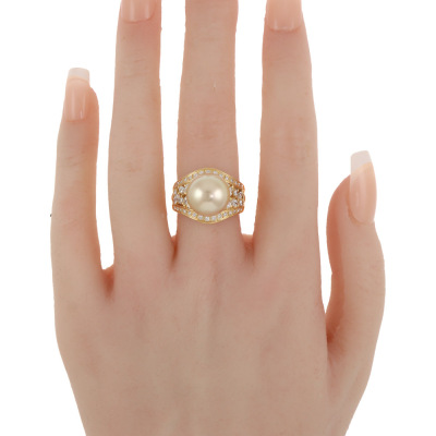 12.0mm South Sea Peal & Diamond Ring - 6