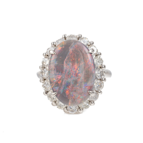 7.42ct Black Opal & 1.94ct Diamond Ring