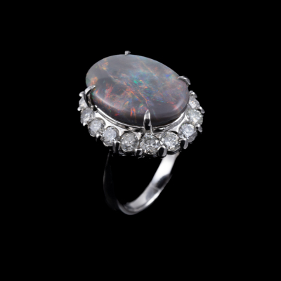 7.42ct Black Opal & 1.94ct Diamond Ring - 6