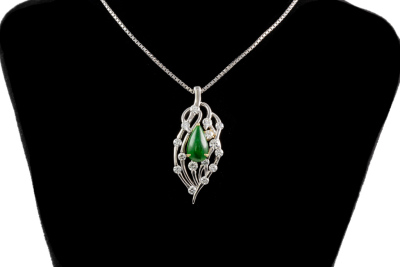 1.02ct Jadeite Jade & Diamond Pendant