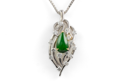 1.02ct Jadeite Jade & Diamond Pendant - 2