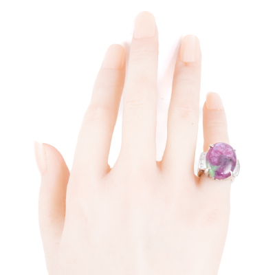 13.26ct Ruby Zoisite and Diamond Ring - 6