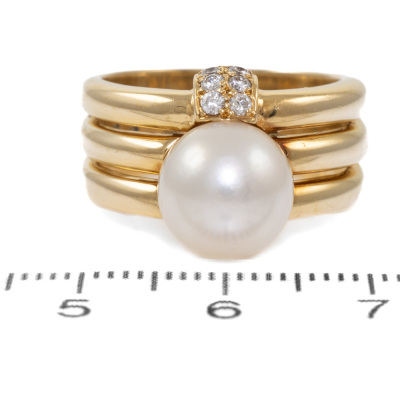 9.8mm South Sea Pearl and Diamond Ring - 2