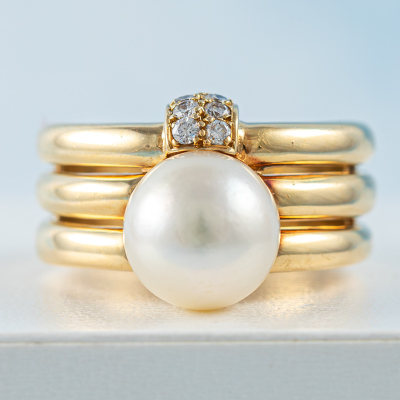 9.8mm South Sea Pearl and Diamond Ring - 7