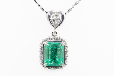 3.64ct Emerald & 0.60ct Diamond Pendant