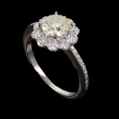 1.00ct Centre Diamond Halo Ring - 5