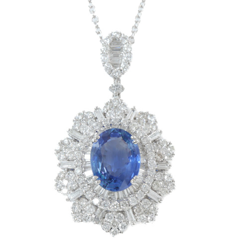 4.32ct Sapphire and Diamond Pendant