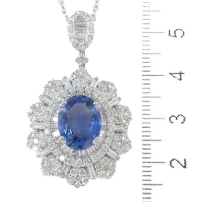 4.32ct Sapphire and Diamond Pendant - 3