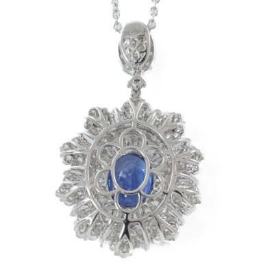 4.32ct Sapphire and Diamond Pendant - 6