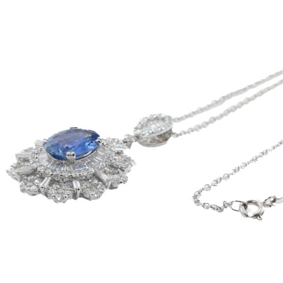 4.32ct Sapphire and Diamond Pendant - 8