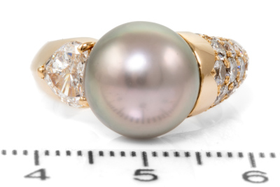 11.1mm Tahitian Pearl & Diamond Ring - 2