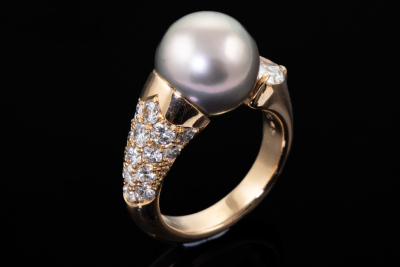 11.1mm Tahitian Pearl & Diamond Ring - 5