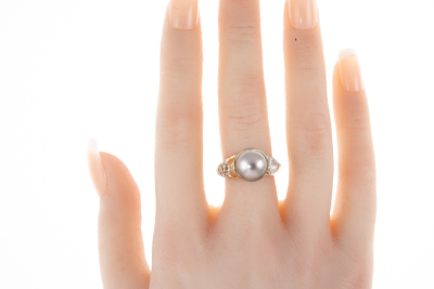 11.1mm Tahitian Pearl & Diamond Ring - 6