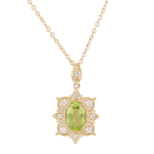 0.47ct Peridot and Diamond Pendant