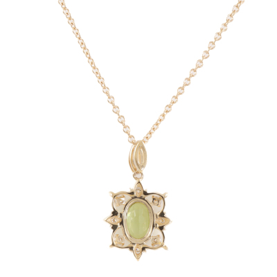 0.47ct Peridot and Diamond Pendant - 4