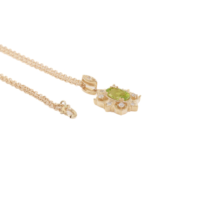 0.47ct Peridot and Diamond Pendant - 5