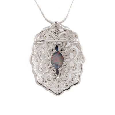 2.95ct Opal and Diamond Pendant/Brooch - 5