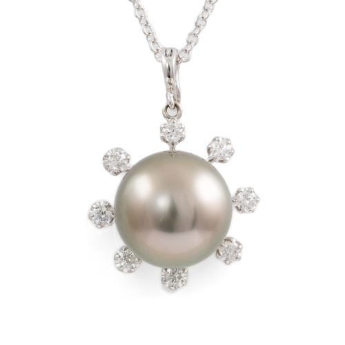 13.5 Tahitian Pearl and Diamond Pendant