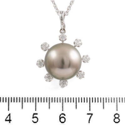 13.5 Tahitian Pearl and Diamond Pendant - 2