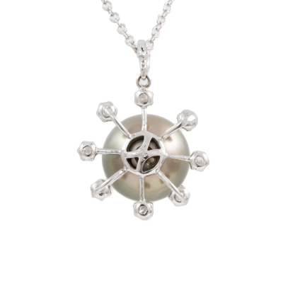 13.5 Tahitian Pearl and Diamond Pendant - 4