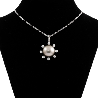 13.5 Tahitian Pearl and Diamond Pendant - 5