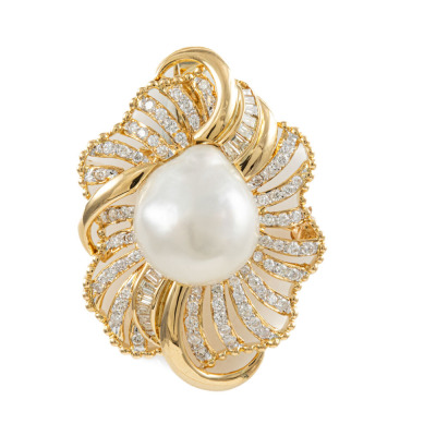 16.1x14.8mm South Sea Pearl Brooch