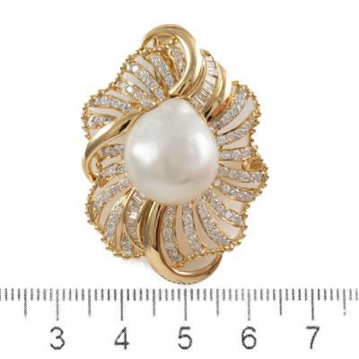 16.1x14.8mm South Sea Pearl Brooch - 2