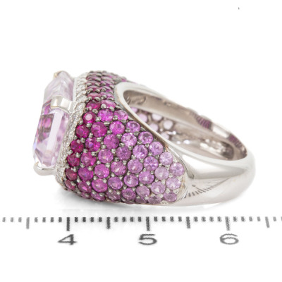 10.04ct Kunzite & 4.14ct Sapphire Ring - 3