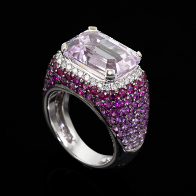 10.04ct Kunzite & 4.14ct Sapphire Ring - 5