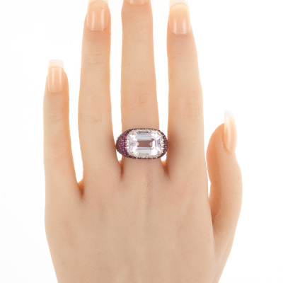 10.04ct Kunzite & 4.14ct Sapphire Ring - 6