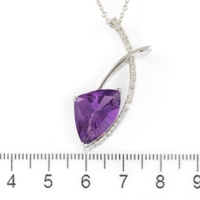 5.78ct Amethyst and Diamond Pendant - 2