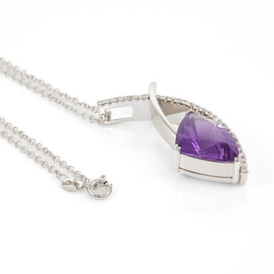 5.78ct Amethyst and Diamond Pendant - 5