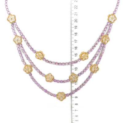 38.80ct Pink Sapphire & Diamond Necklace - 2